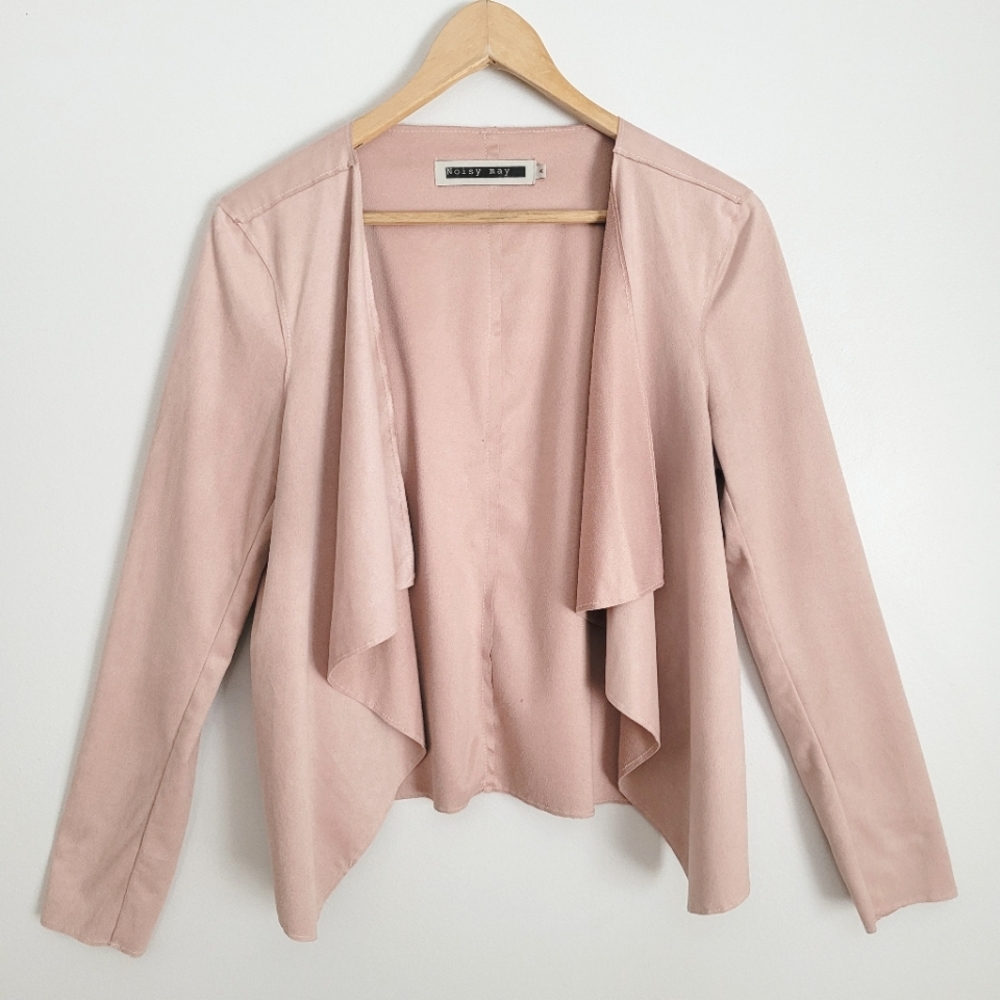 Faux Suede Soft Dusty Pink Open Cardigan Shrug - M